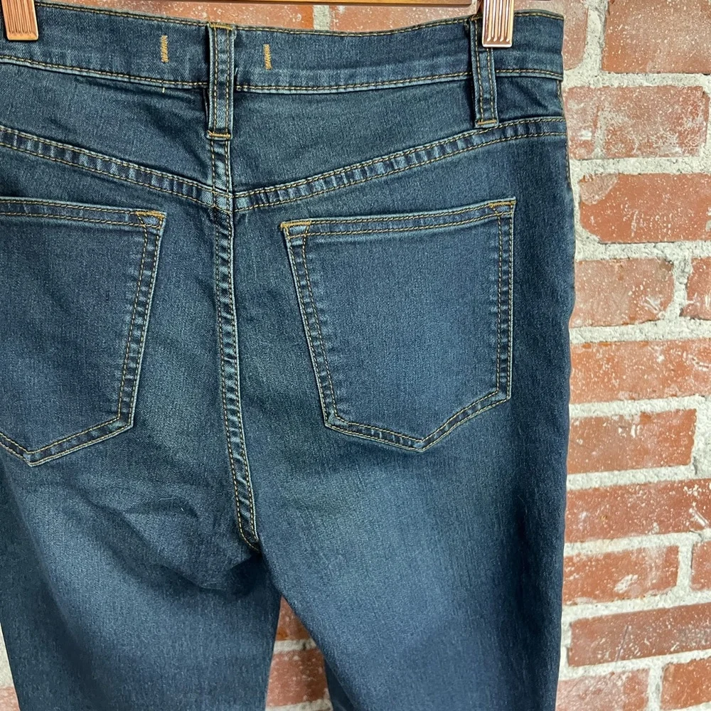FREE PEOPLE blue stretch high rise skinny jeans denim dark wash. Size 27 crop - Picture 8 of 11